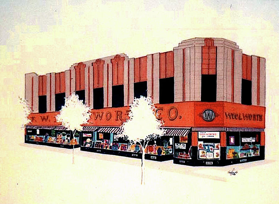 Woolworth on Market St. Painting by William Renzulli