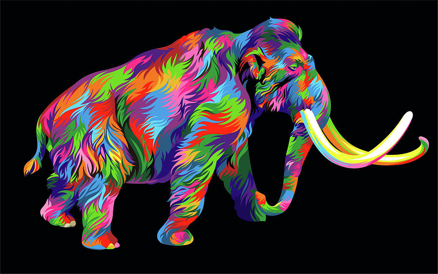 Prehistoric Digital Art - Wooly Mammoth by Bob Weer