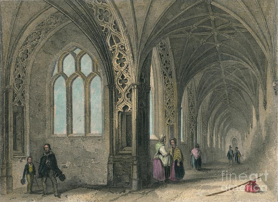 Worcester Cathedral. The Cloisters Drawing by Print Collector