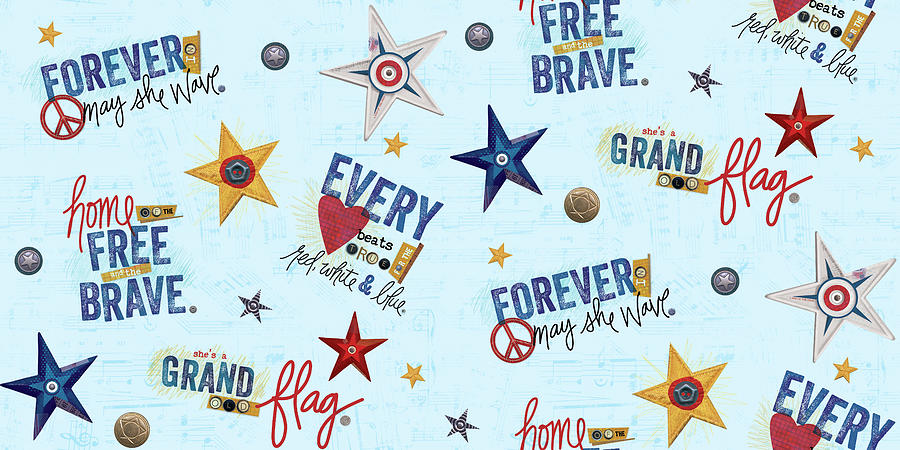 Fourth Of July Digital Art - Words Of Freedom Half Drop by Holli Conger