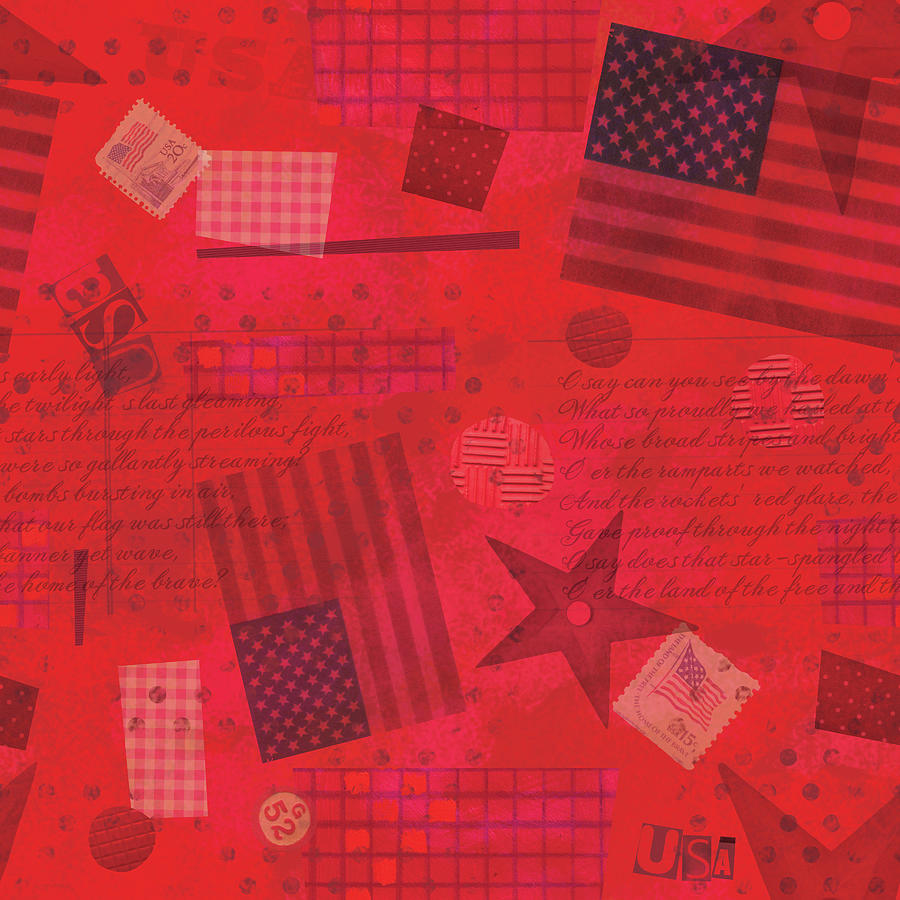 Fourth Of July Digital Art - Words Of Freedom Repeat 6 by Holli Conger