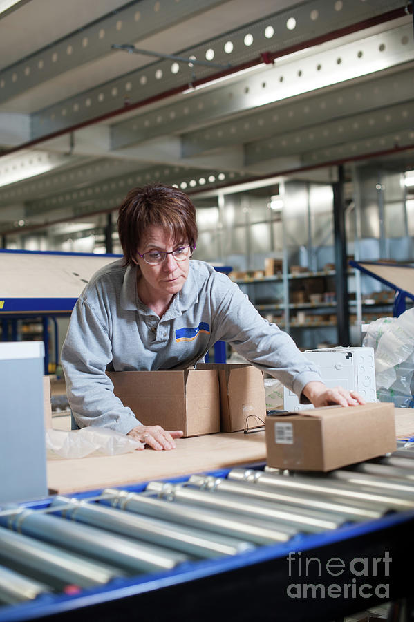 Worker Packaging A Customers Order In A Warehouse Photograph by Arno Massee/science Photo Library