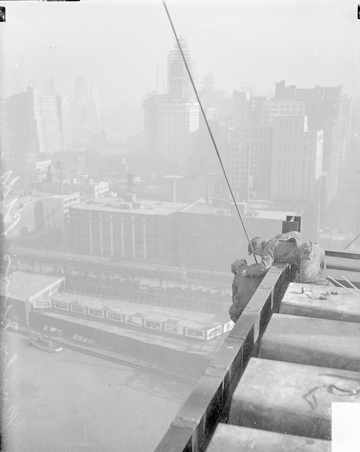 Workers Atop Building Construction Photograph by Chicago History Museum
