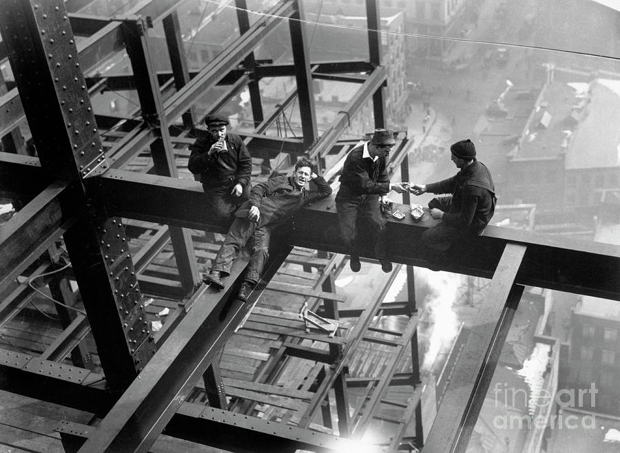 Workers Eating Lunch Atop Beam Photograph by Bettmann