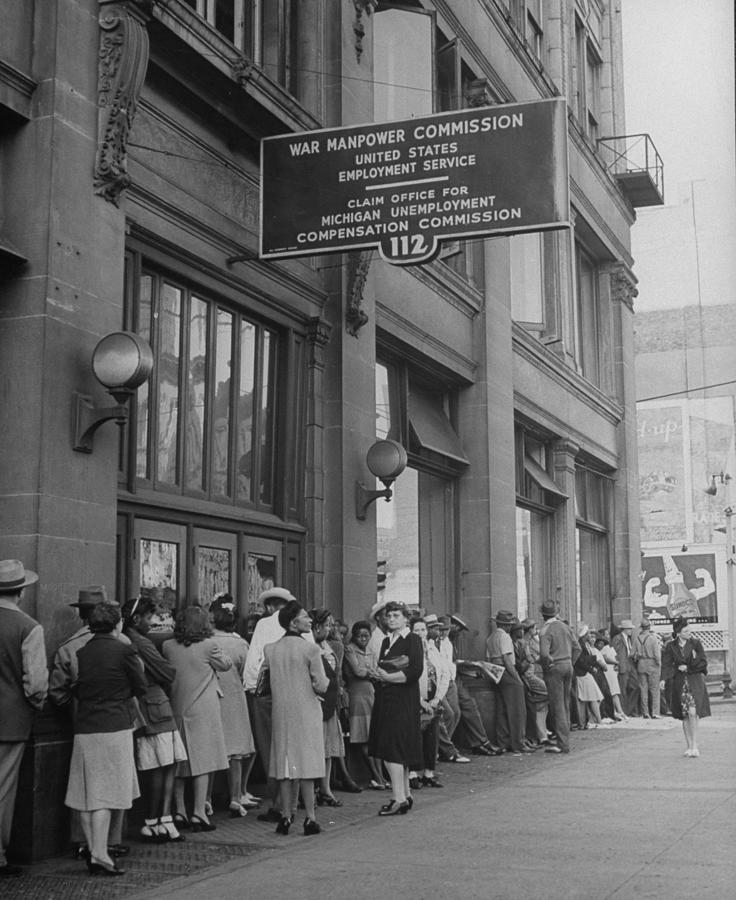 Workers Standing In Line At The Unemploy Photograph by William C. Shrout