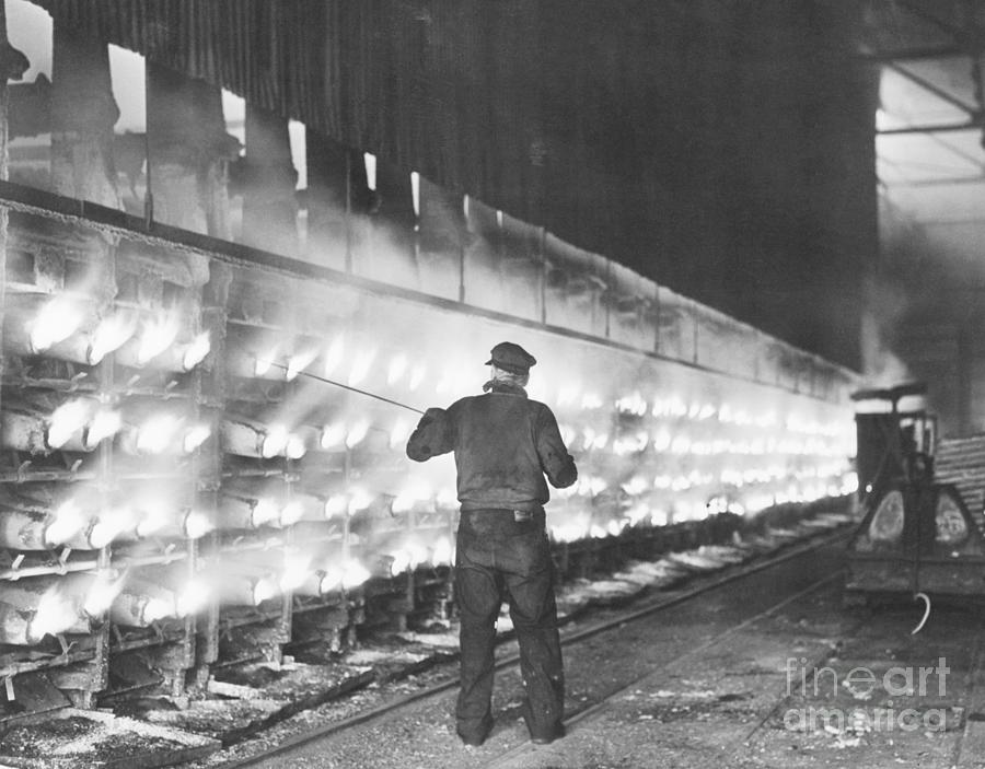Workman Venting Condenser At Steel Plant Photograph by Bettmann