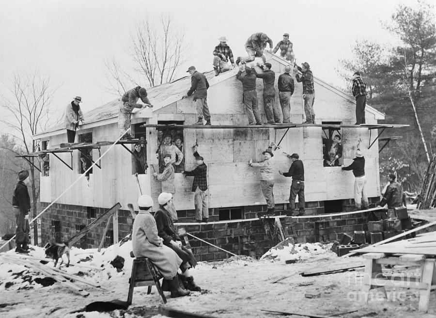 Workmen Building A House Photograph by Bettmann