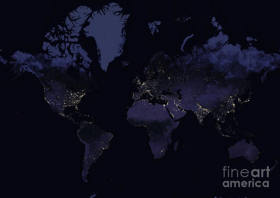 World At Night by Planetobserver/science Photo Library