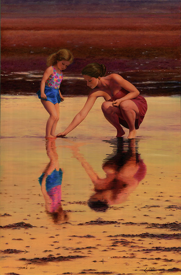 Summer Painting - World for Mom with her Children by Don LI