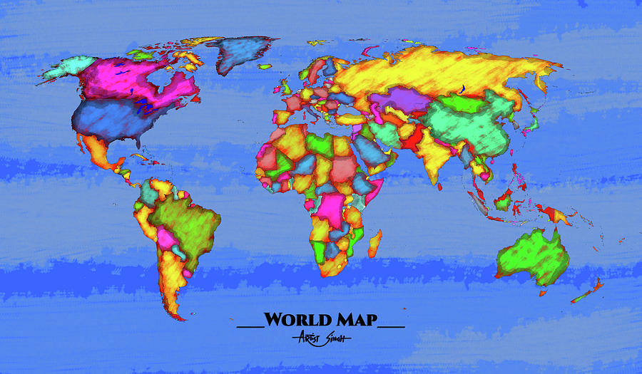 World Map 22 Artist Singh Mixed Media By Artguru Official Maps Fine Art America 6881