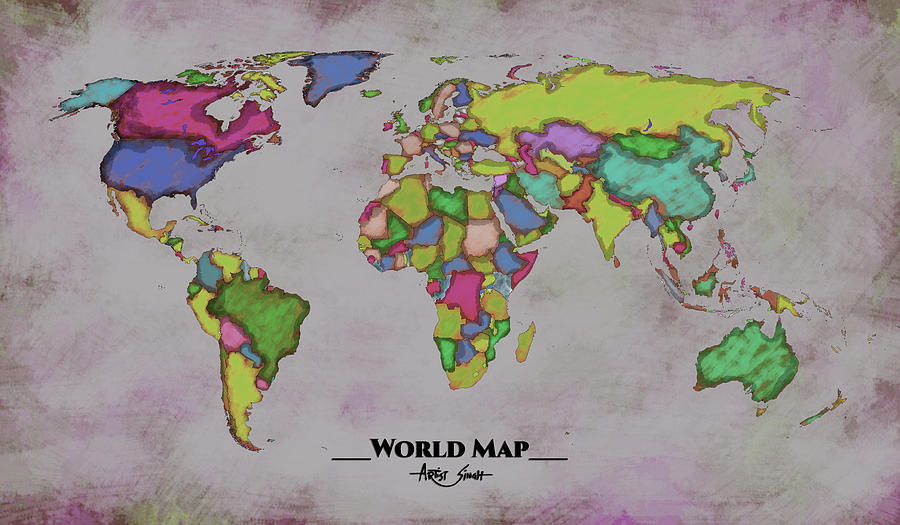 World Map 24 Artist Singh Mixed Media By Artguru Official Maps Fine Art America 4473