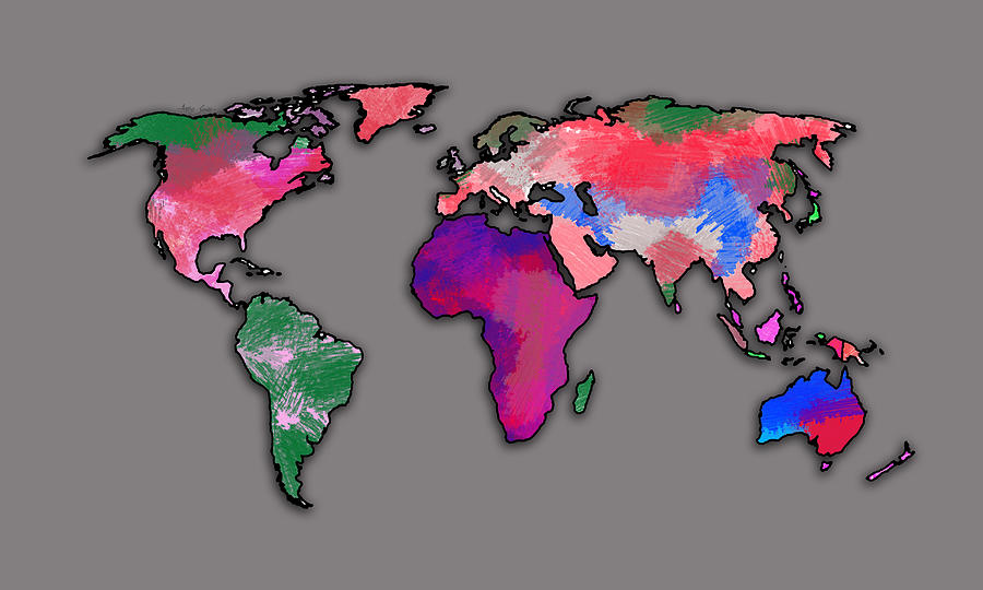 World Map 5 By Artist Singh Mixed Media By Artguru Official Maps 0533