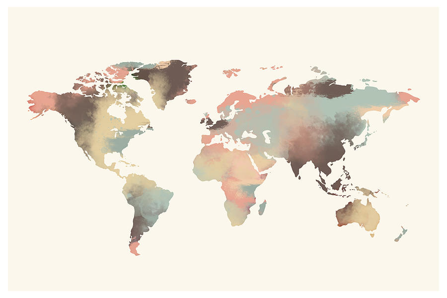 Map Photograph - World Map Color by The Miuus Studio