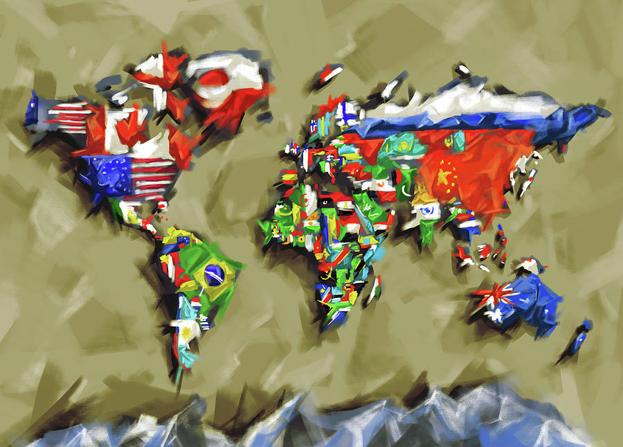 World Map Flags 2 Digital Art