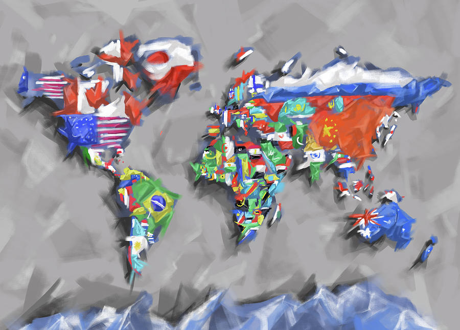 Map Digital Art - World Map Flags by Bekim M