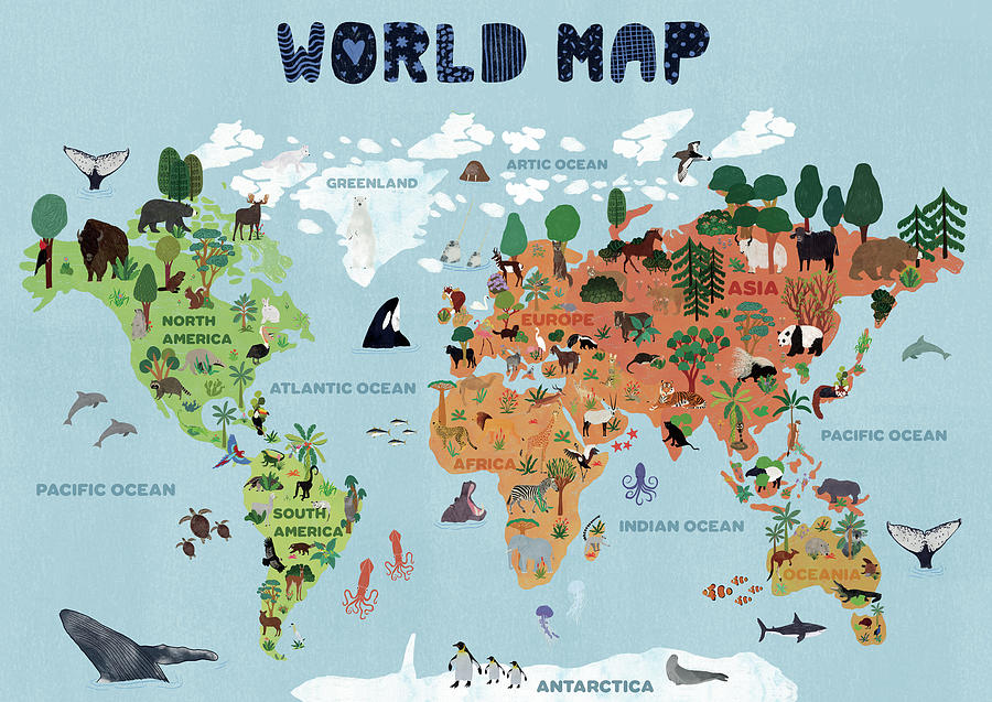 World Map For Kids Digital Art by Jota De Jai