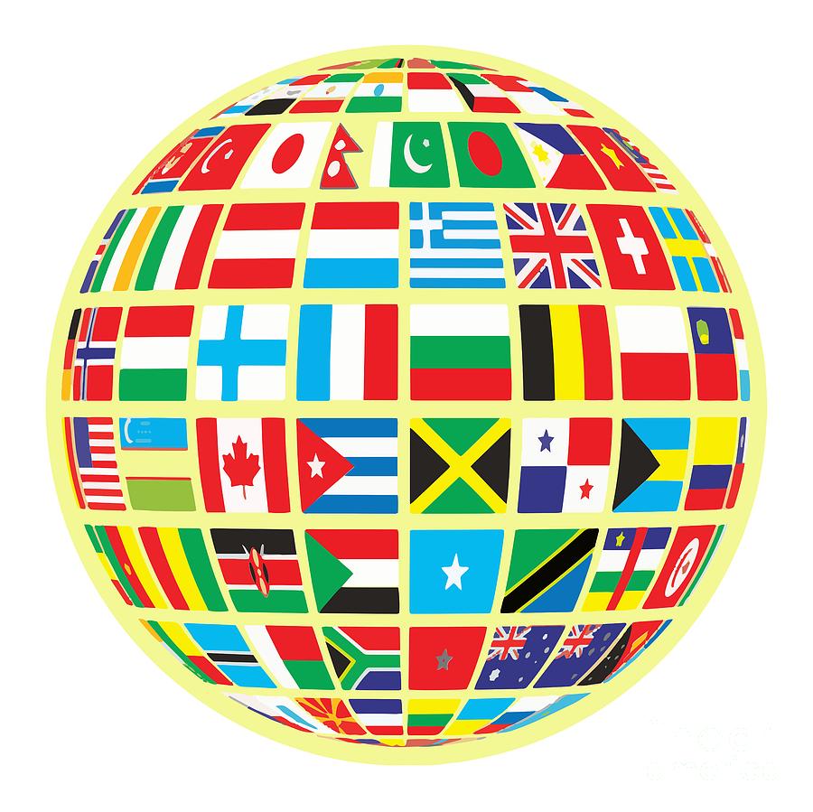 World Map Globe Atlas National Flags Earth Day Digital Art By Mister Tee