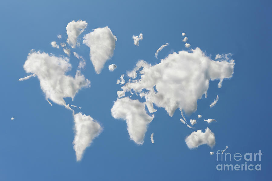 World Map In Clouds Photograph by Conceptual Images/science Photo Library