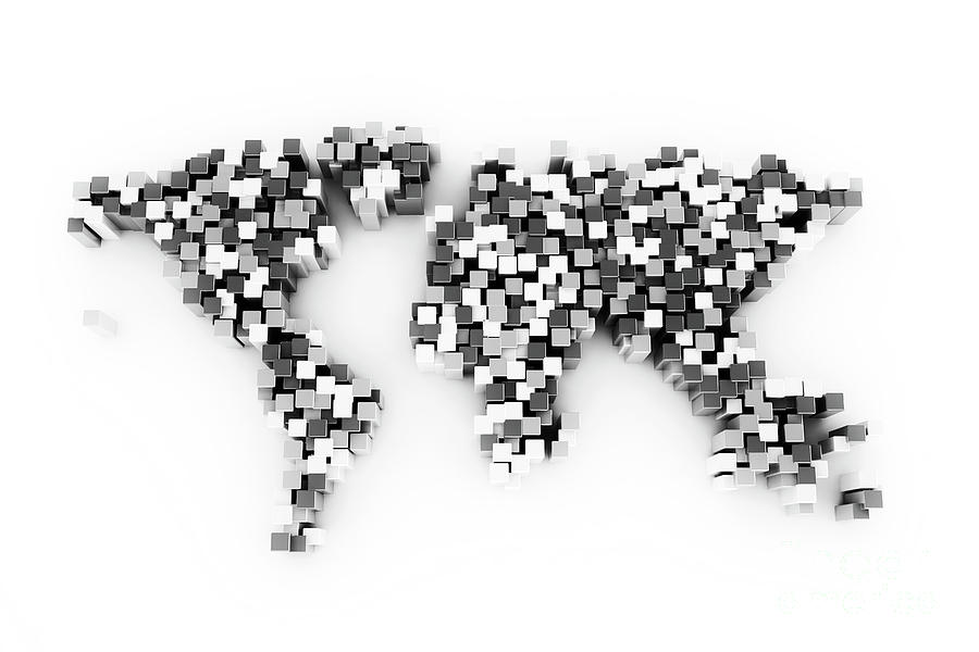 World Map Made From 3d Cubes Photograph by Jesper Klausen/science Photo Library