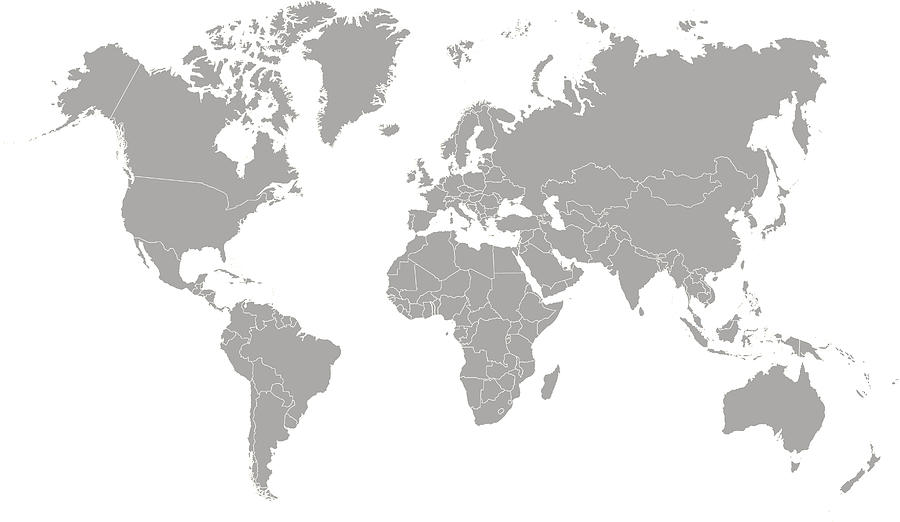 World Map Outline In Gray Color By Chokkicx