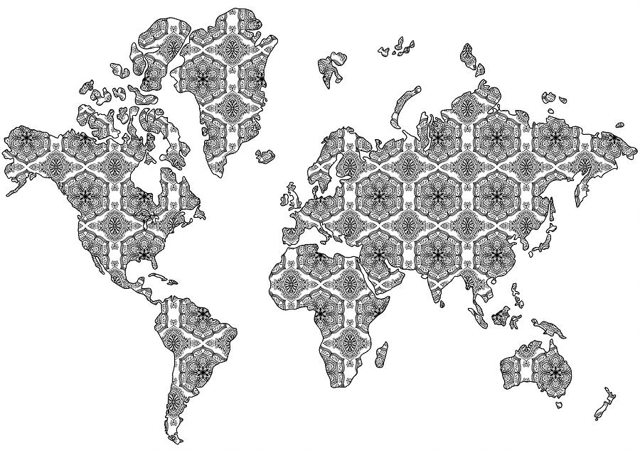 Map Mixed Media - World Map Small Repeat by Delyth Angharad