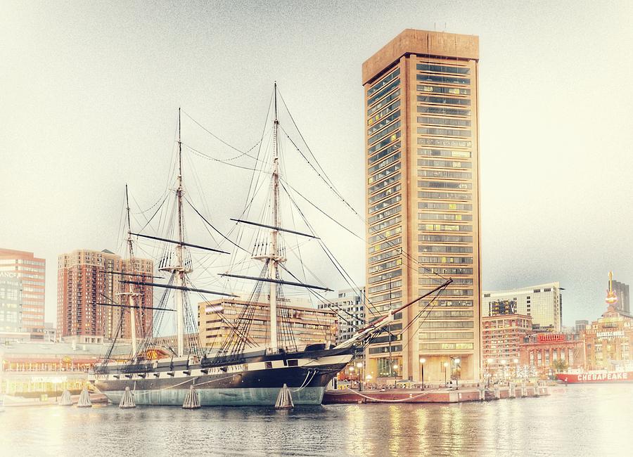 World Trade Center and Constellation Ship Landscape, Baltimore, Maryland Photograph by Marianna Mills
