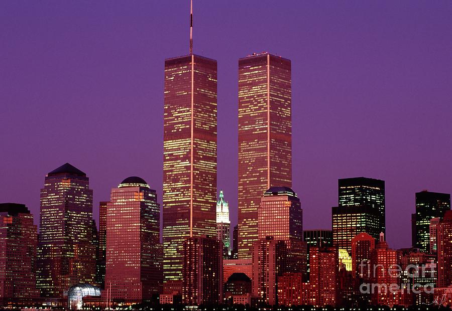World Trade Center Twin Towers Dusk New York City Photograph by Antonio Martinho