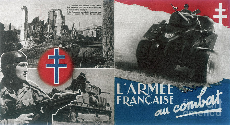World War 2 Free French Propaganda Drawing by Print Collector