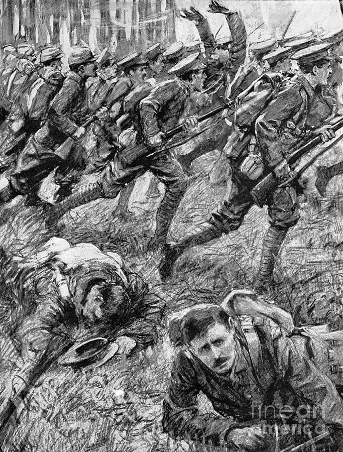 Black And White Drawing - World War I  Battle Of Ypres by English School