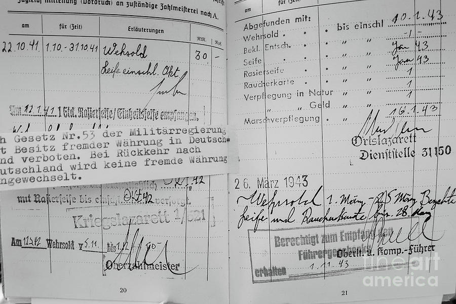 World War Ii Photograph - World War II German Soldier Papers by Edward Fielding