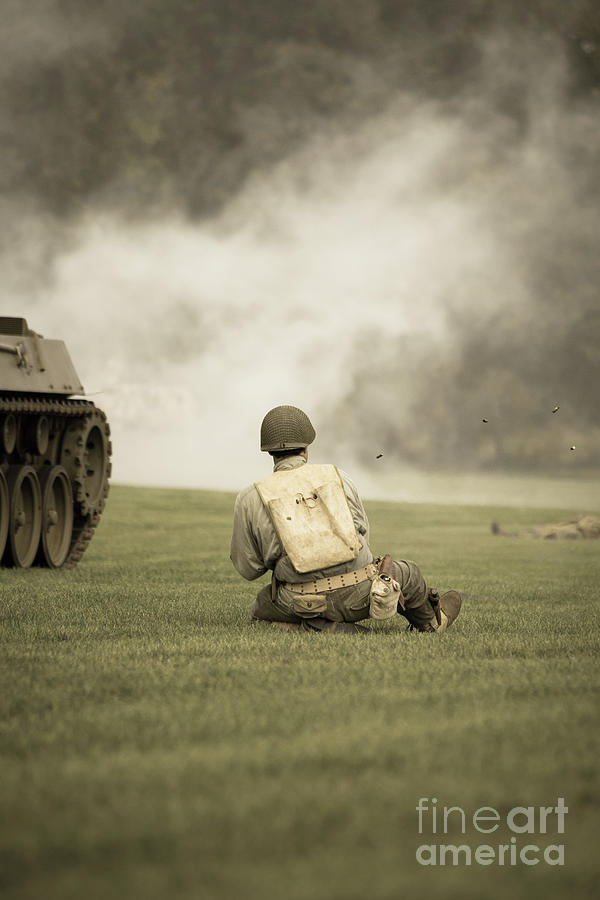 World War II Infantry Soldier in a Battle Photograph by Edward Fielding