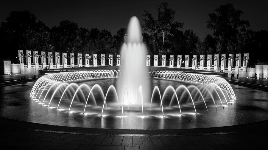 World War II Memorial Washington DC Night Photograph by Joan Carroll