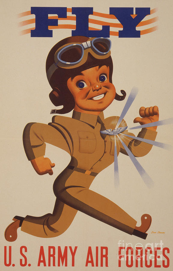 Vintage Drawing - World War II recruitment poster  Fly  US Army Air Forces, 1942  by Stanley Ekman