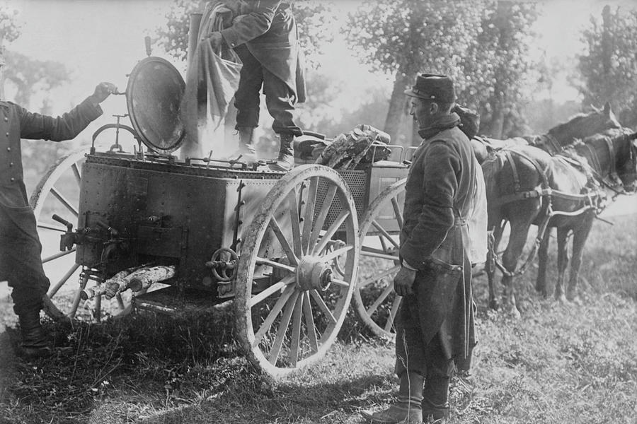 World War One Travelling Mess Preparation Wagon for French Soldiers Painting by 