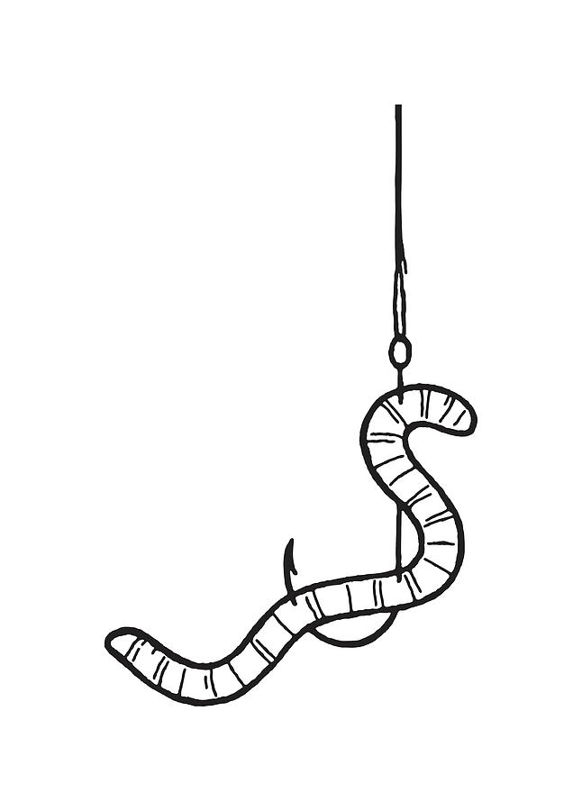 Worm on Hook Drawing by CSA Images - Pixels