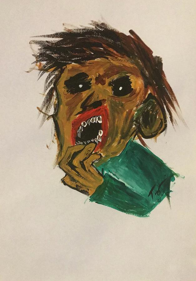 Worried Zombie Painting