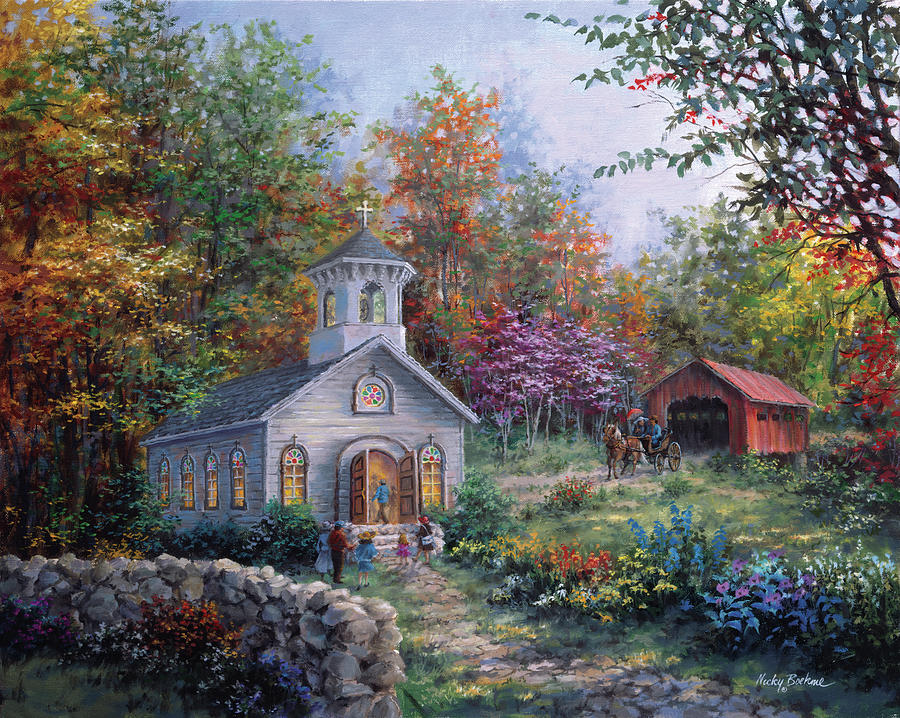 Landscape Painting - Worship In The Country by Nicky Boehme