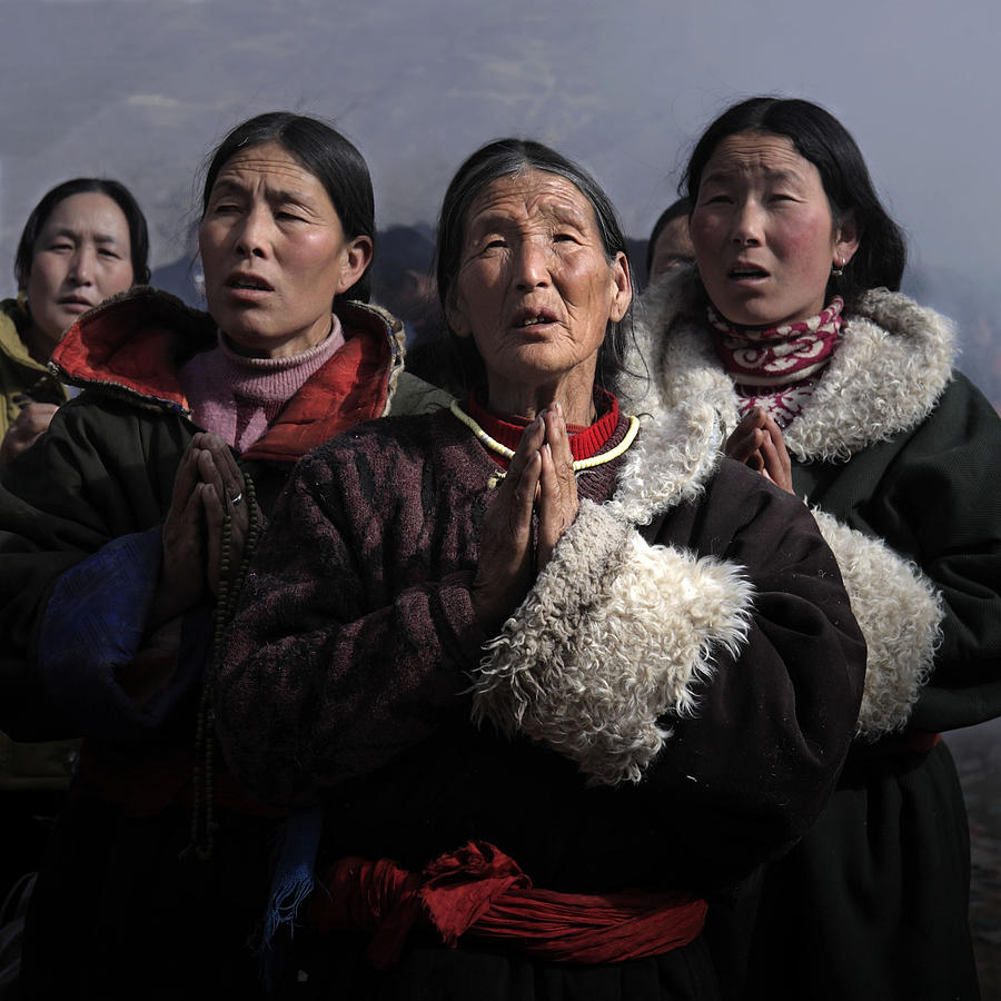 Tibetan Photograph - Worship by Yibing Nie