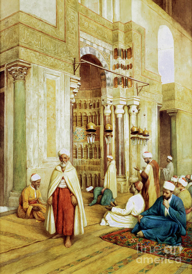 Worshippers In A Mosque, C1868-1938 Drawing by Print Collector