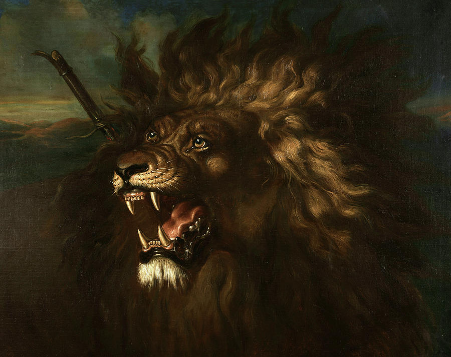 Lion Painting - Wounded Lion, 1839 by Raden Saleh