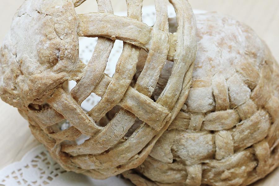 Woven Baskets Of Bread Dough For Easter Table Photograph by Ruth Laing