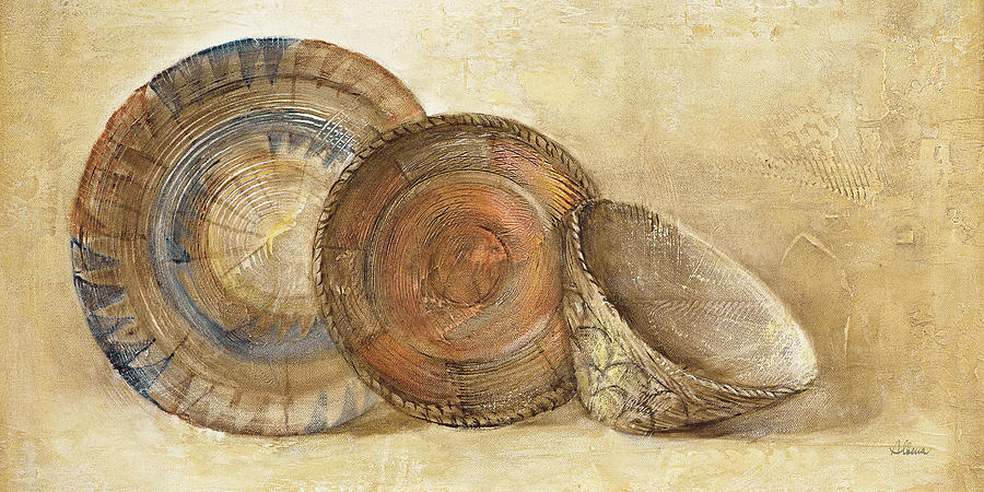 Bowl Painting - Woven Vessels I Navy Crop by Albena Hristova