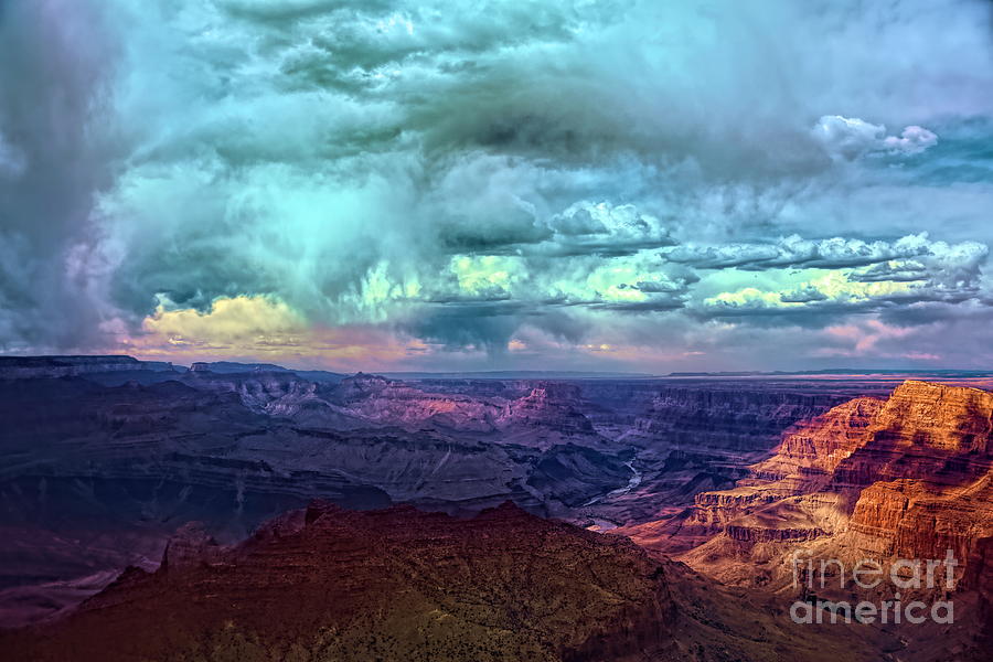 Grand Canyon National Park Photograph - Wow Rain Clouds Grand Canyon Arizona by Chuck Kuhn
