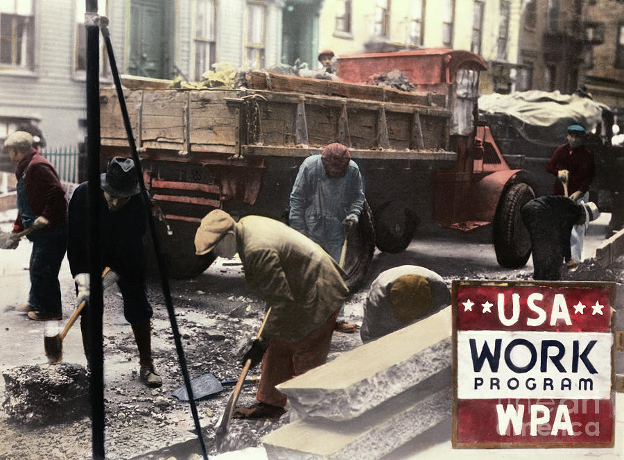 Wpa Road Construction Workers Widening Photograph by Bettmann