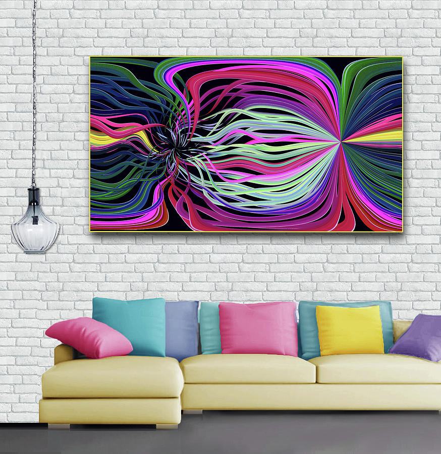 Abstract Digital Art - Wrapped Candy-Artwork in Situ       Horizontal  by Grace Iradian