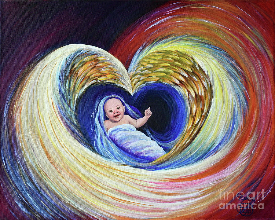 Wrapped In Angel Wings Painting by Nancy Cupp