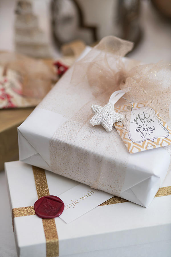 Wrapped Present With Label And Wax Seal Photograph by Great Stock!