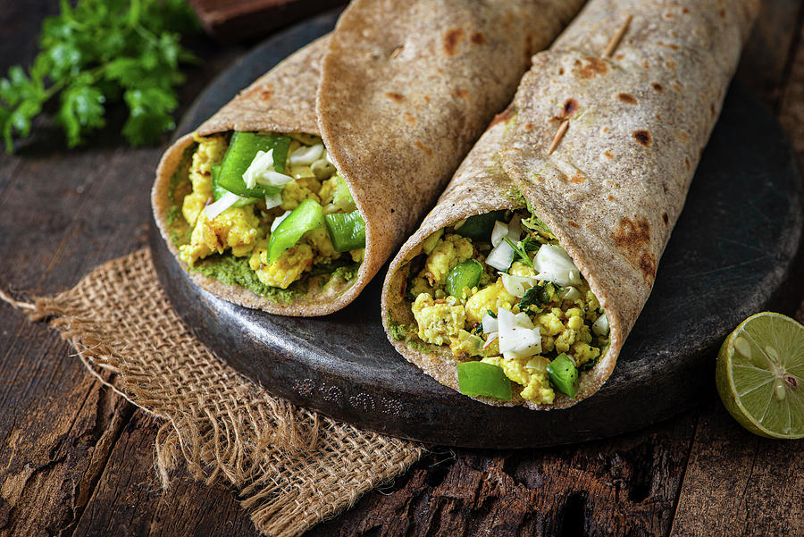 Bread Photograph - Wraps With Crumbly Paneer And Vegetables by Preeti Tamilarasan