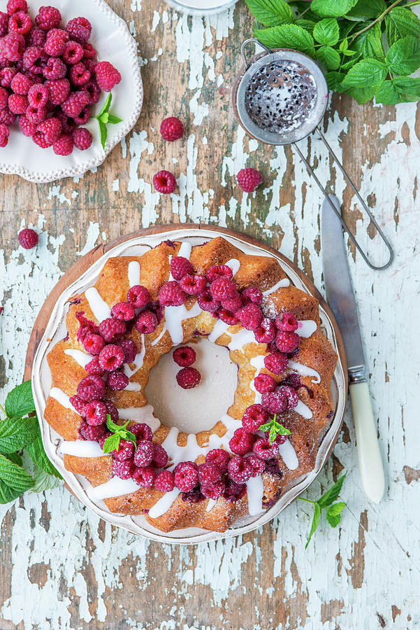 Wreath Cake With Raspberries top View Photograph by Irina Meliukh