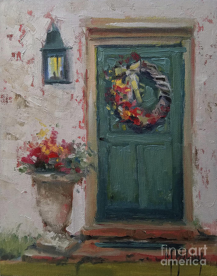 Wreath Painting by Mary Hubley